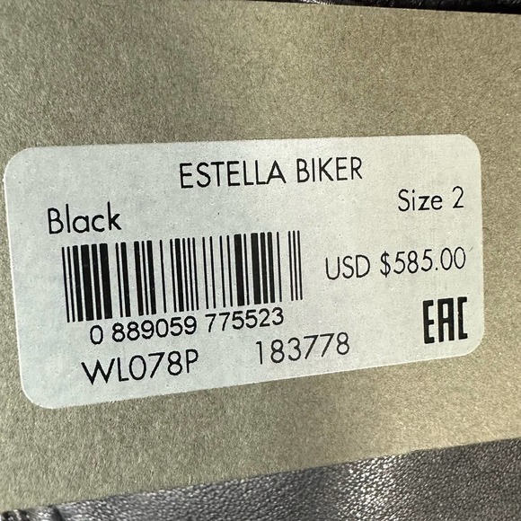 All Saints Estella Biker Moto Lamb Leather Crop Jacket Size 2 Black - Picture 12 of 13